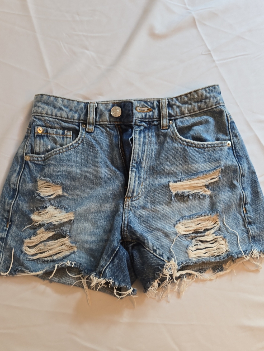 Garage Distressed Light Blue Denim Jean Shorts